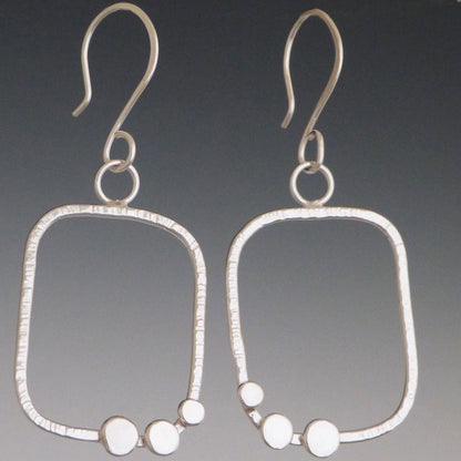 Sterling Silver Hammered Dot Square Earrings