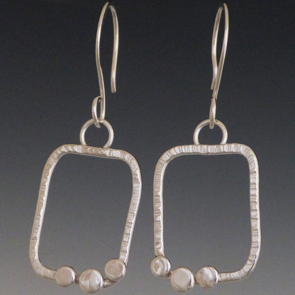 Sterling Silver Hammered Dot Square Earrings