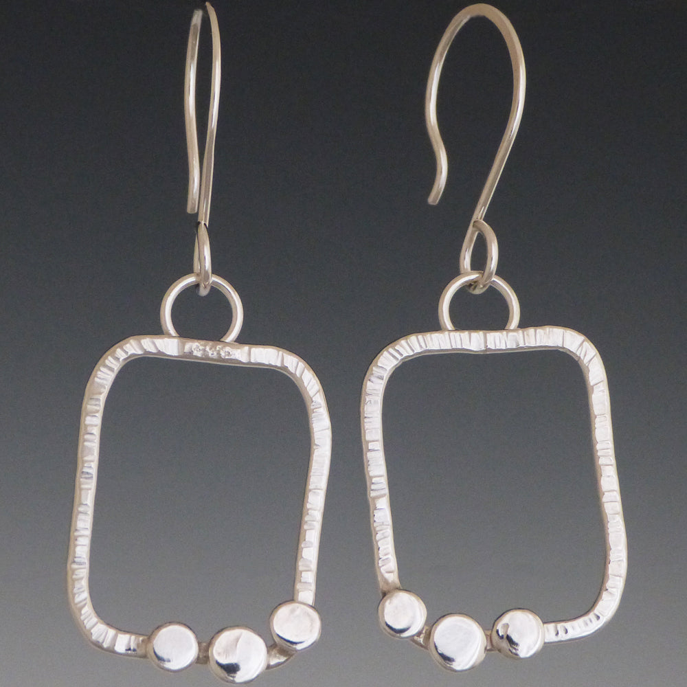 Sterling Silver Hammered Dot Square Earrings
