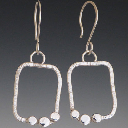 Sterling Silver Hammered Dot Square Earrings