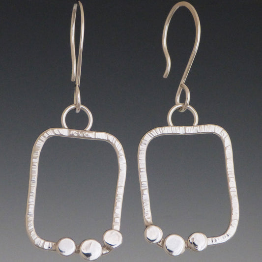 Sterling Silver Hammered Dot Square Earrings