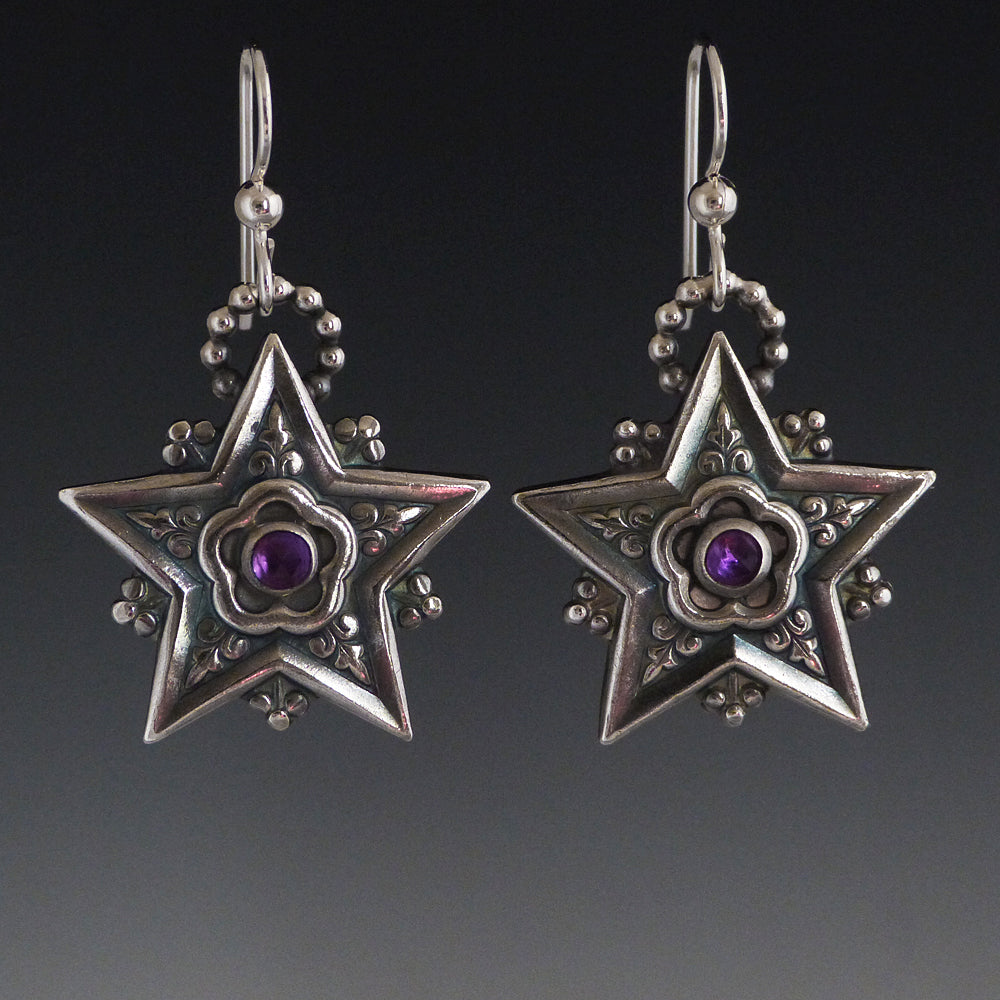 Amethyst Star Earrings