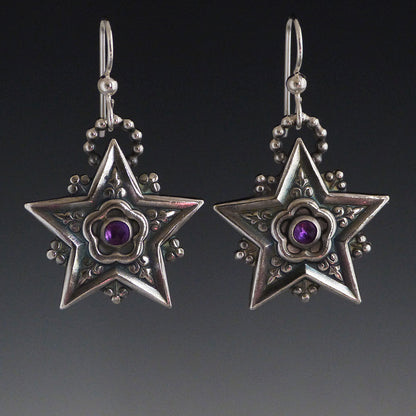 Amethyst Star Earrings
