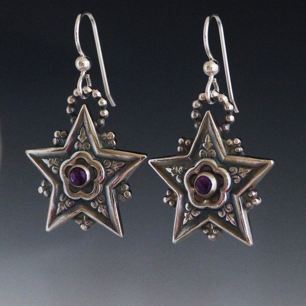 Amethyst Star Earrings