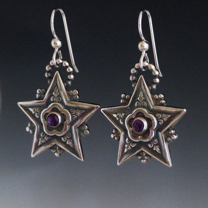 Amethyst Star Earrings