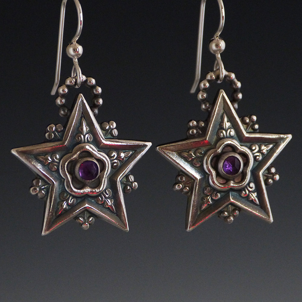 Amethyst Star Earrings