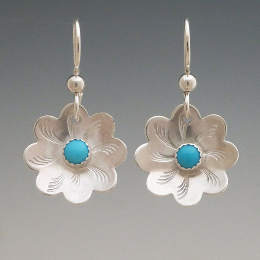 Turquoise Gemstone Flower Earrings