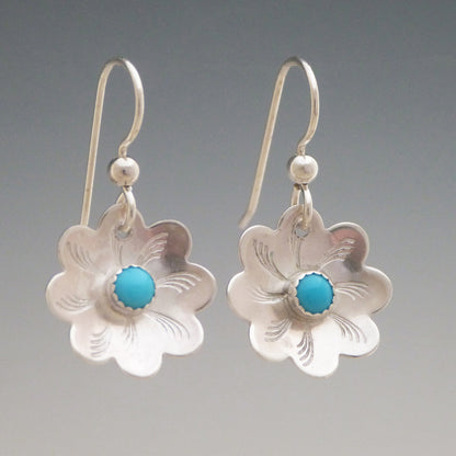 Turquoise Gemstone Flower Earrings