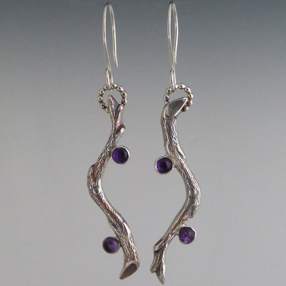 Sterling Silver and Amethyst Earrings