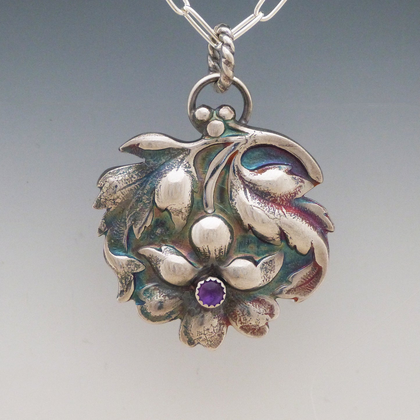 Amethyst Upside Down Flower Necklace