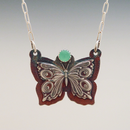 Victorian Butterfly Green Chrysoprase Necklace