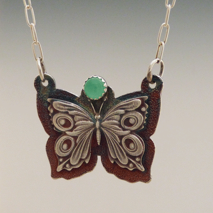 Victorian Butterfly Green Chrysoprase Necklace