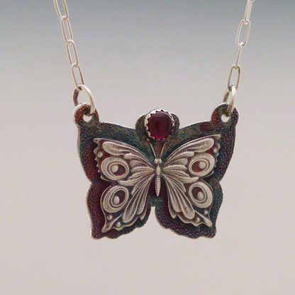 Victorian Butterfly Red Garnet Necklace