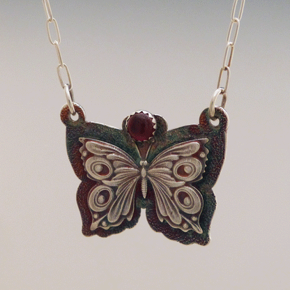 Victorian Butterfly Red Garnet Necklace
