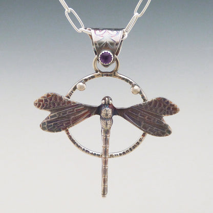 Amethyst Dragonfly Necklace