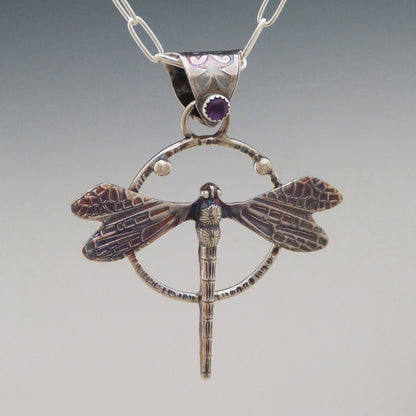 Amethyst Dragonfly Necklace