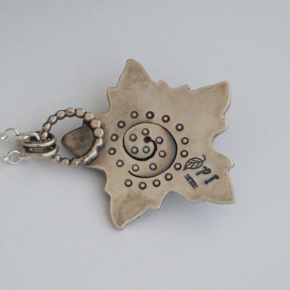 Sterling Silver and Blue Lapis Flower Pendant