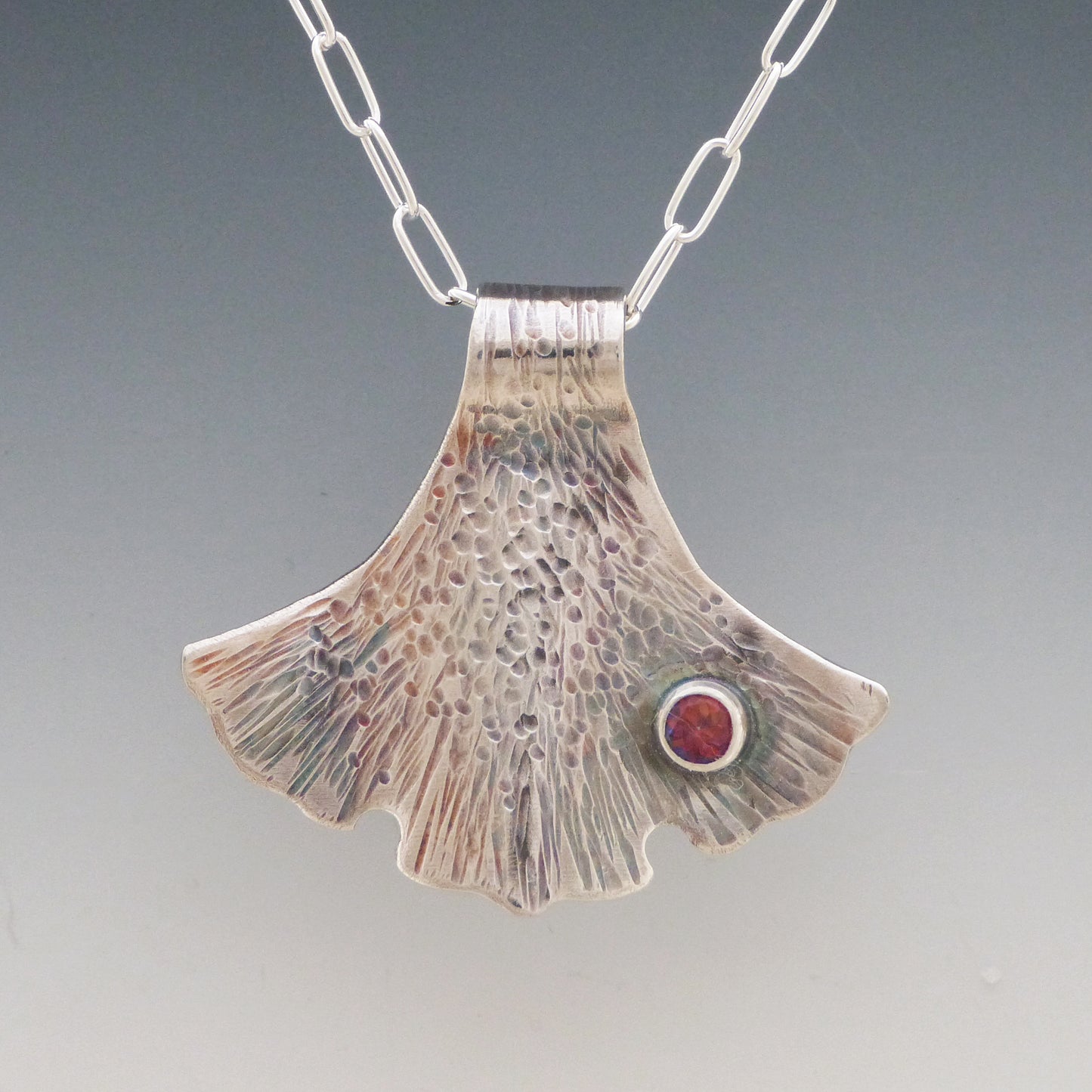 Forged Ginkgo Mystic Topaz Necklace