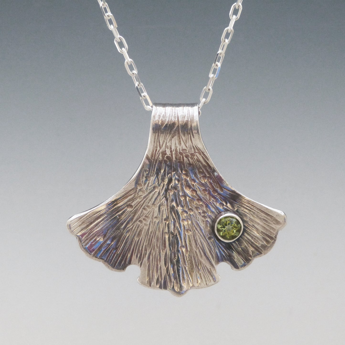 Forged Ginkgo Peridot Necklace