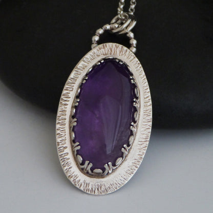 Sterling Silver large Amethyst Pendant