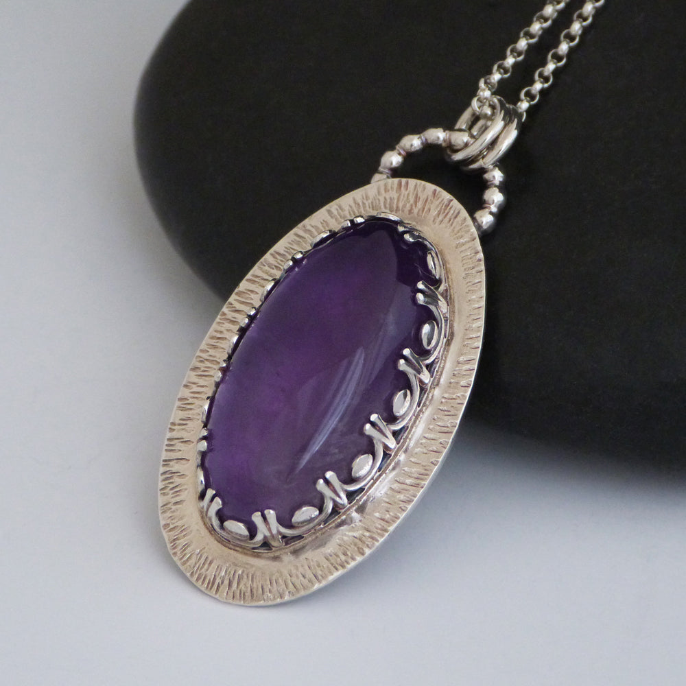 Sterling Silver large Amethyst Pendant