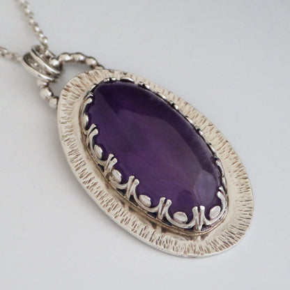 Sterling Silver large Amethyst Pendant