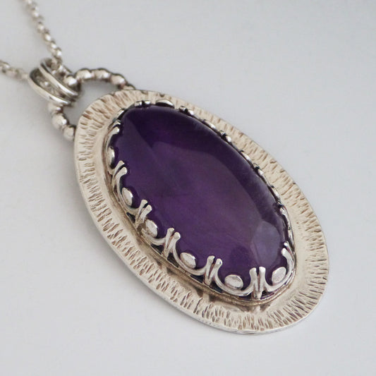 Sterling Silver large Amethyst Pendant