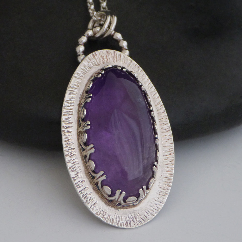 Sterling Silver large Amethyst Pendant