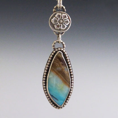Sterling Silver and Peruvian Blue Opal Pendant