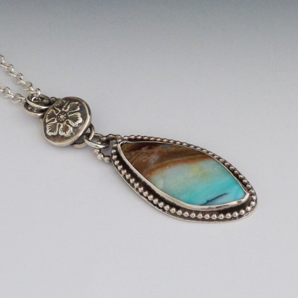 Sterling Silver and Peruvian Blue Opal Pendant