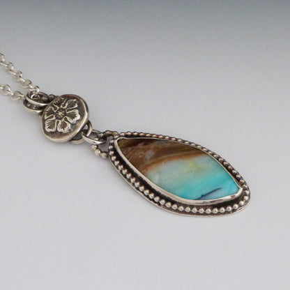 Sterling Silver and Peruvian Blue Opal Pendant