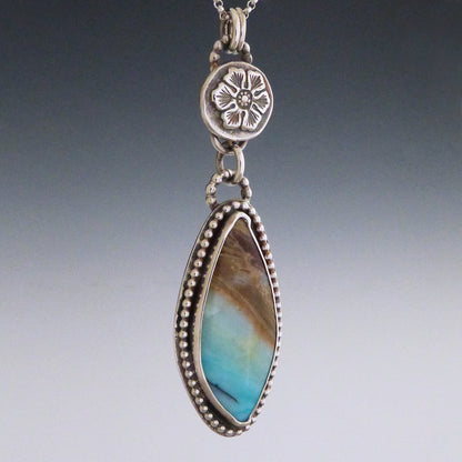 Sterling Silver and Peruvian Blue Opal Pendant