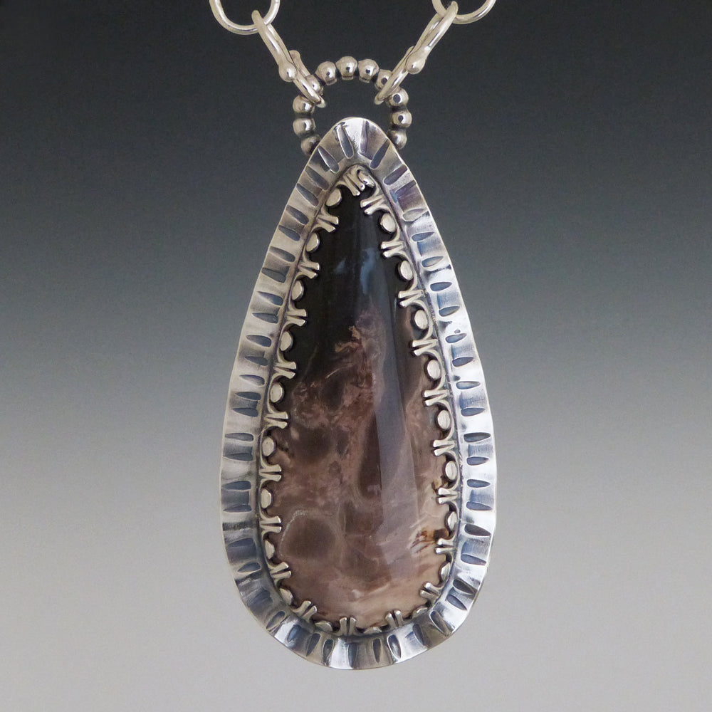Petrified Palm Wood Pendant Removable Chain