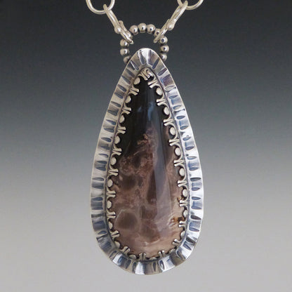 Petrified Palm Wood Pendant Removable Chain