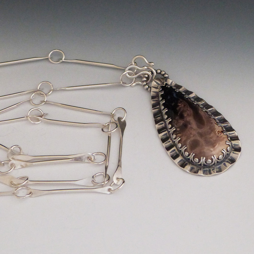 Petrified Palm Wood Pendant Removable Chain