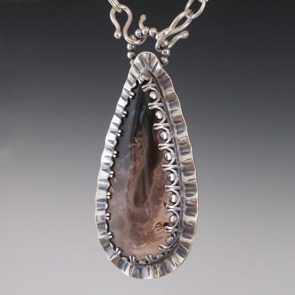Petrified Palm Wood Pendant Removable Chain