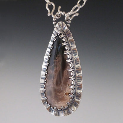 Petrified Palm Wood Pendant Removable Chain