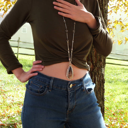 Petrified Palm Wood Pendant Removable Chain