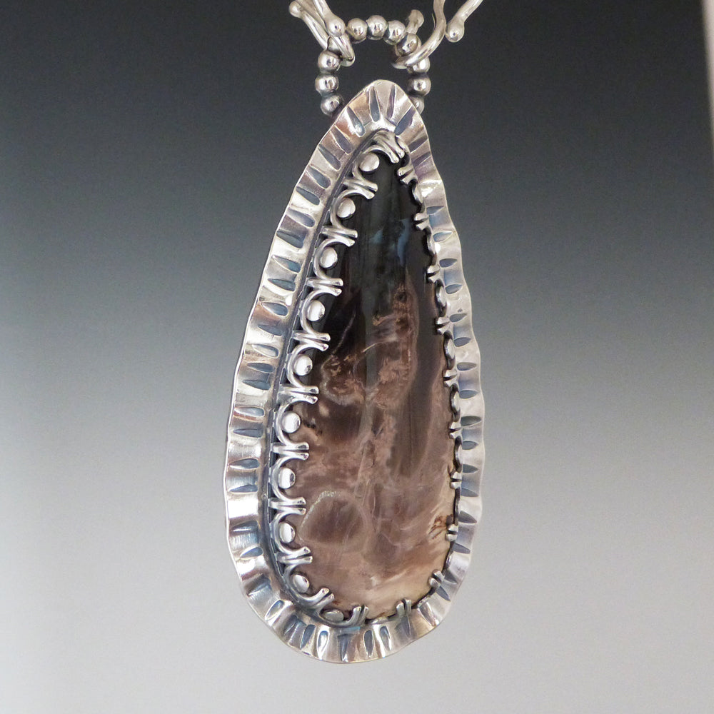 Petrified Palm Wood Pendant Removable Chain