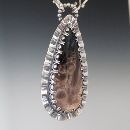 Petrified Palm Wood Pendant Removable Chain