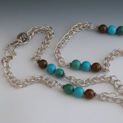Sterling Silver and Multi Colored Turquoise Chain