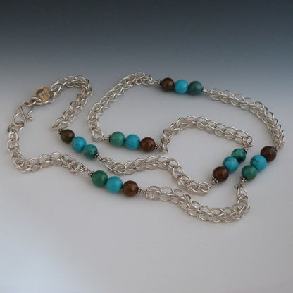Sterling Silver and Multi Colored Turquoise Chain