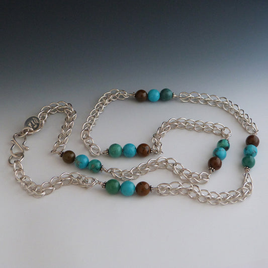 Sterling Silver and Multi Colored Turquoise Chain