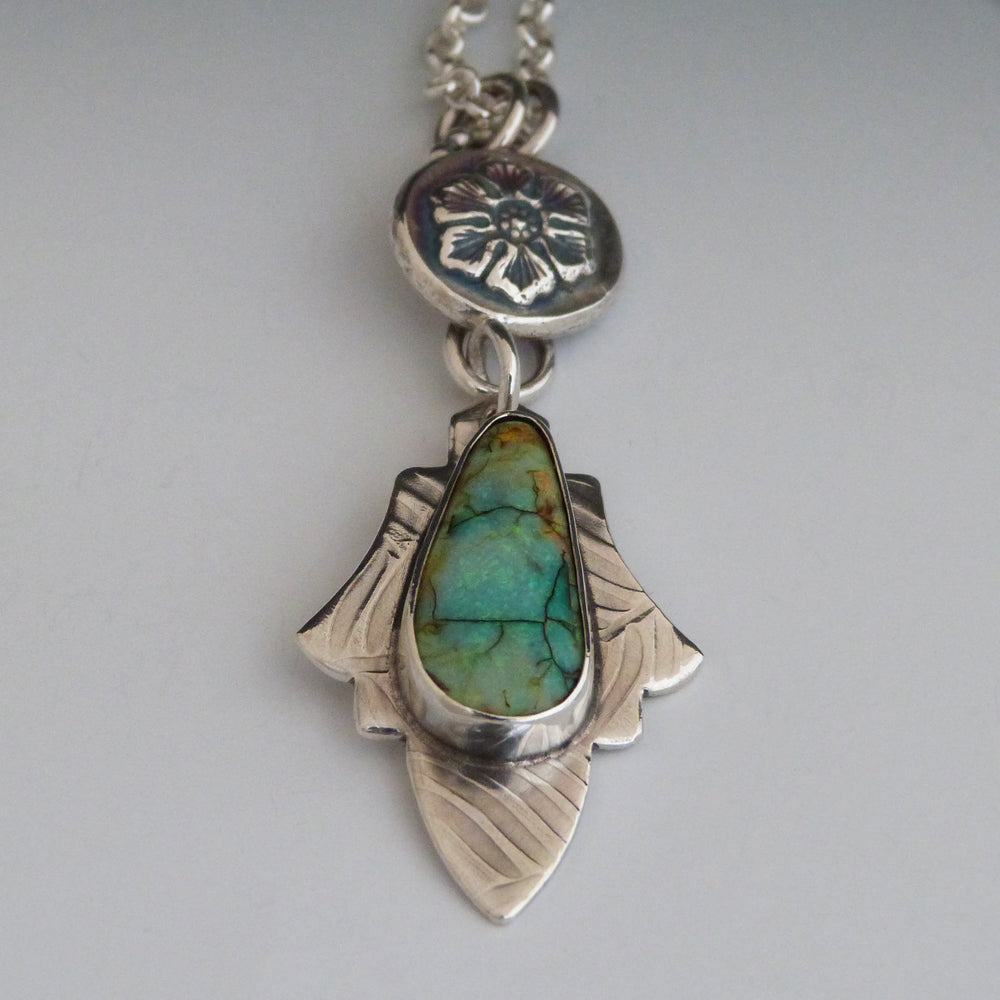 Monarch Opal Sterling Silver Art Deco Pendant
