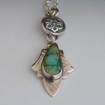 Monarch Opal Sterling Silver Art Deco Pendant