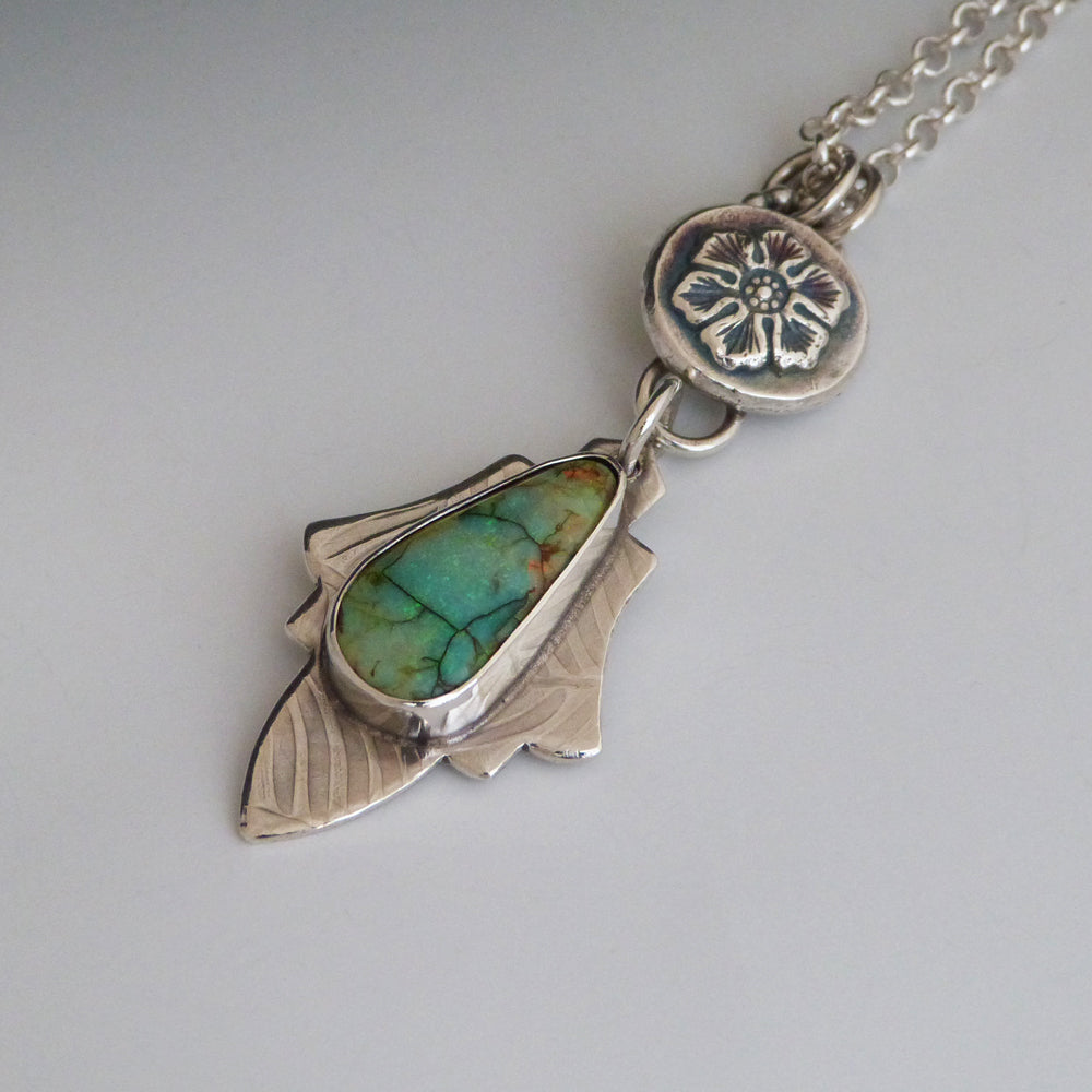Monarch Opal Sterling Silver Art Deco Pendant