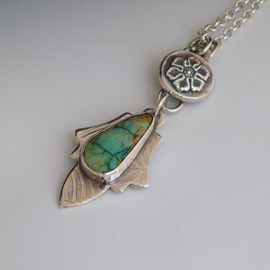 Monarch Opal Sterling Silver Art Deco Pendant