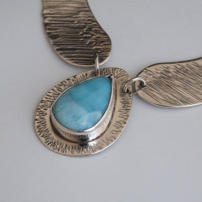 Sterling Silver Angel Wing Larimar Necklace