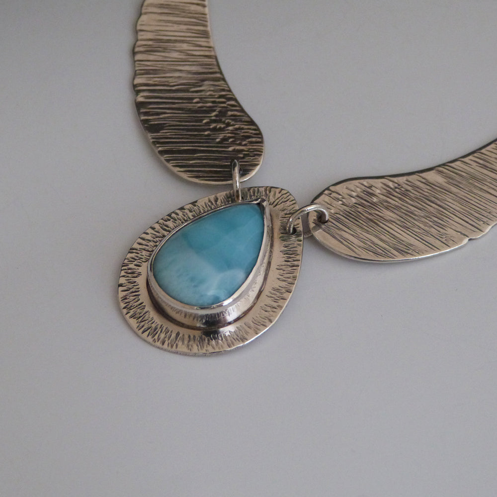 Sterling Silver Angel Wing Larimar Necklace