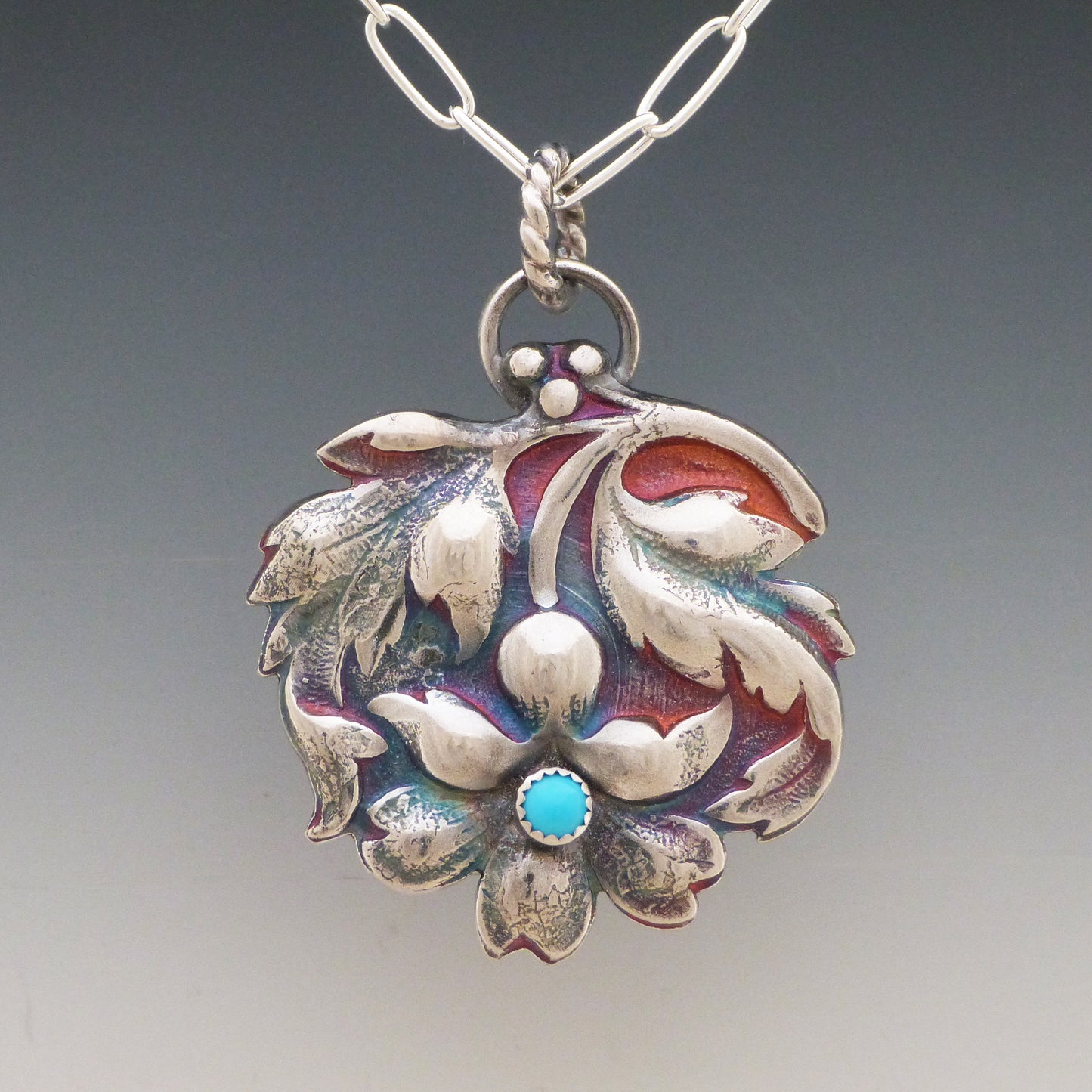 Turquoise Upside Down Flower Necklace